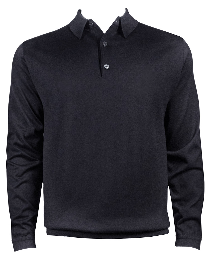 Men's Luxury Polo Shirts - Long Sleeve Cotton Blend Polo